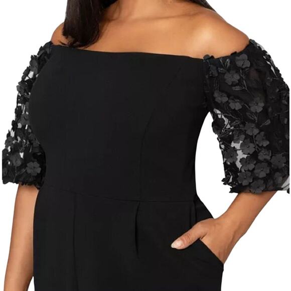 Xscape "BELLE" OFF SHOULDER SCUBA CREPE JUMPSUIT Size 14 New w/ Tag MSRP $219 - Picture 4 of 15
